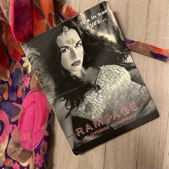 NWT vintage Y2K Rampage slip dress purple, pink, orange sheer floral print sz M - Picture 10 of 15